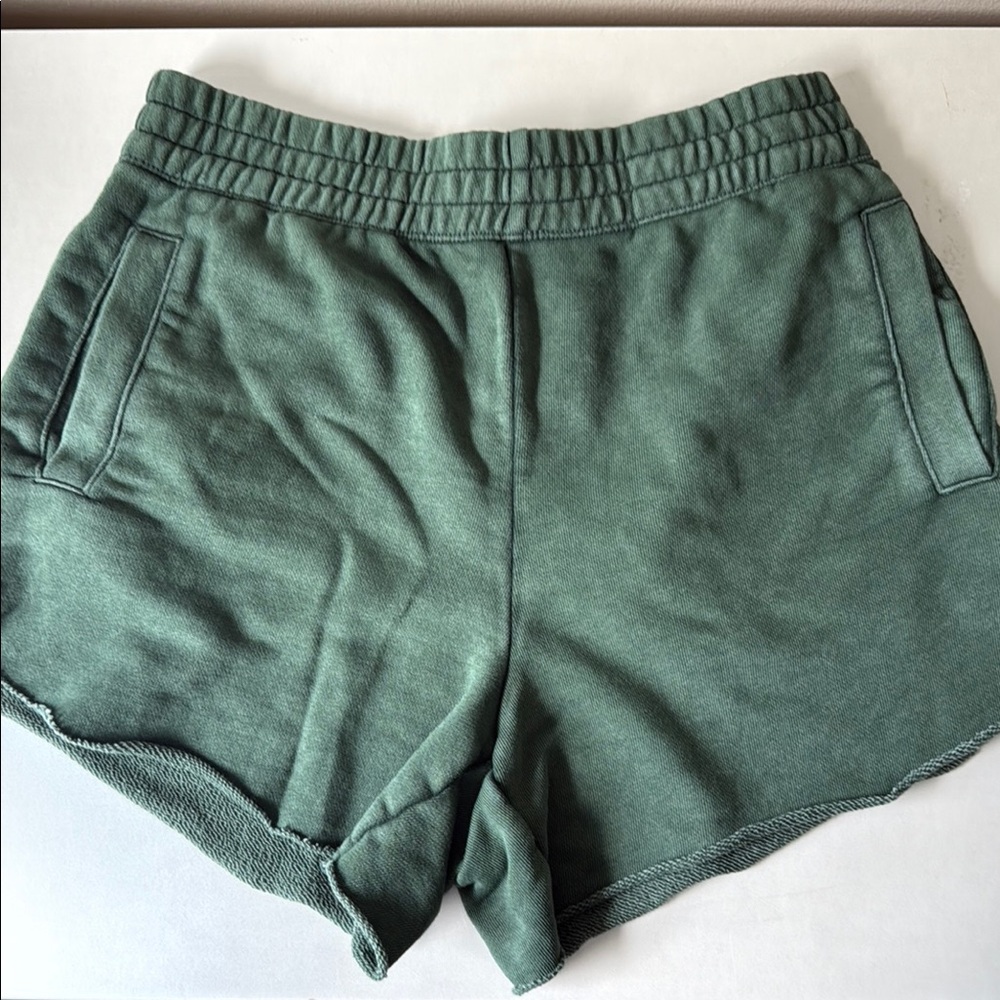 Aerie Green Athletic Shorts with Elastic Waistband